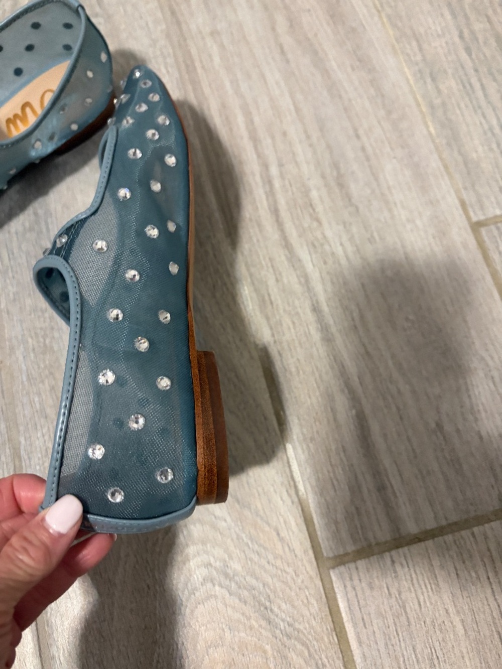 LIKE NEW! Women's Sam Edelman Michaela Shine Blue Rhinestone Flat - 8 - Picture 13 of 13